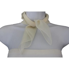Unbranded Sheer Square Pocket Detailed Women Scarf Color Cream Off White Soft Fabric