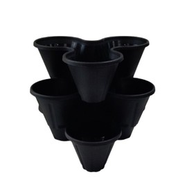 Shop4allsorts Set Of 3 Black Strawberry Trio Planters Stackable Plastic Patio Herb Planter Flower Pots