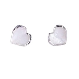 Hmzidz White / Black / Pink Heart Earrings for Women, Stud Earrings Sterling Silver 925 Girls, Small Earrings Heart Shape Plug, Beautiful Fashion Jewellery Earrings for Girls Women, Sterling Silver,
