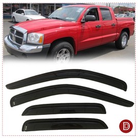 Deebior 94656 Original Side Window Wind Deflector,4pcs Outside Mount Tape-On Nice Sun Rain Guards Set,window Visor fit for 2005-2011 Dodge Dakota Quad Cab