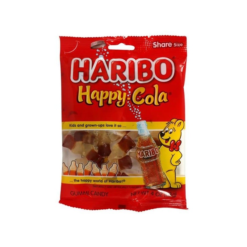 (2pack) HARIBO Happy Cola Gummy Candy 4 oz Share Bag