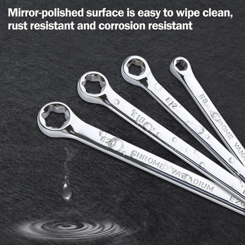 LEONTOOL 4Pcs E-Torx Wrench Set Double Box End Star Wrench