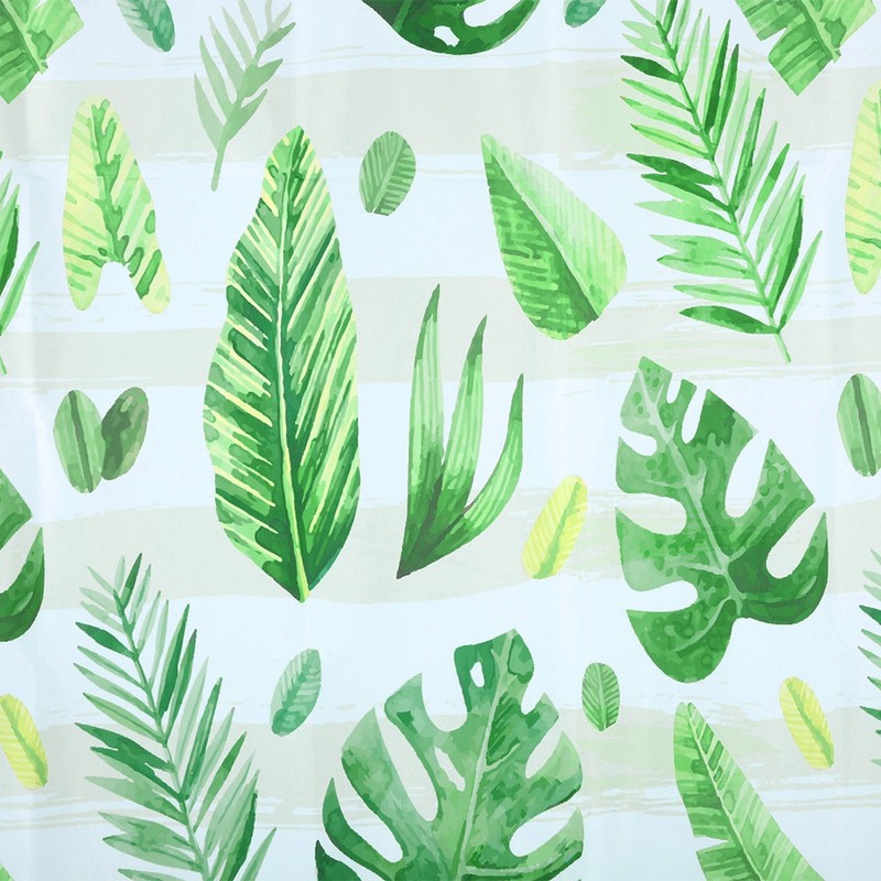Unique Plant Leaves Pattern Shower Curtain Waterproof Mildew Proof Bathroom