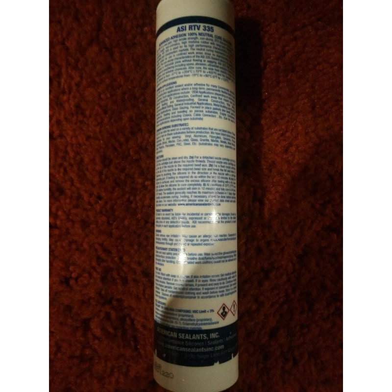 American Sealants Inc. 335 100% Neutral Cure RTV Silicone (CLEAR)