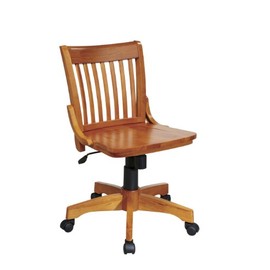 OSP Home Furnishings Designs Deluxe Armless Wood Bankers Desk Chair with Wood Seat, Fruit Wood, Mid-Back (101FW)