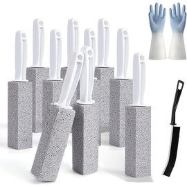 Escobilla de Baño de Piedra Pómez 4 Cepillos,Limpieza De WC Piedra De Limpieza De Pómez Natural,con Mango Largo de Plástico Antideslizante,para Limpiar la Cal, Acumulación de Calcio,Hierro (12PCS)