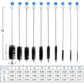 Bottle Cleaning Brushes, 10 Pieces 8 Inch Straw Cleaner Brushes Sets for Bottles, Drinking Straw, Pipes, Tumbler, Water Bottle, Sinks and Glass Silicone Metal Straws, Black