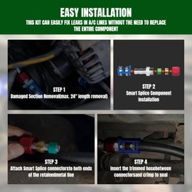 800-671 A/C Line Splice Kit For 3/8 Line With No.6 Hose 800671 Air Conditioning Repair Splice Connector Splicer Coupler Kit For 3/8 AC Line to Hose Repair (Line-K671)