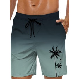 Men's Swim Trunks Hawaiian Bathing Mesh Lining Suit Swimsuits Beach Shorts with Pockets