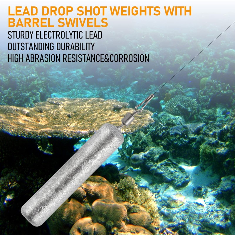 Dr.Fish 50 Pack Fishing Drop Shot Weights Lead Skinny Sinkers