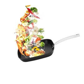 LINKLIFE Nonstick Grill Pan for Stove Tops, 11 Inch Versatile Square Grill Pan with Cool-Touch Handle, Durable Grill Skillet for Indoor & Outdoor Grilling. PFOA Free