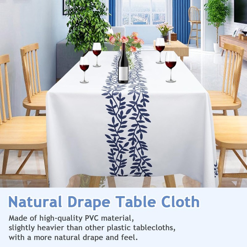 ausurme Table Cloth,Wipeable Tablecloth, PVC Plastic Rectangular Table Cover Protector,Waterproof