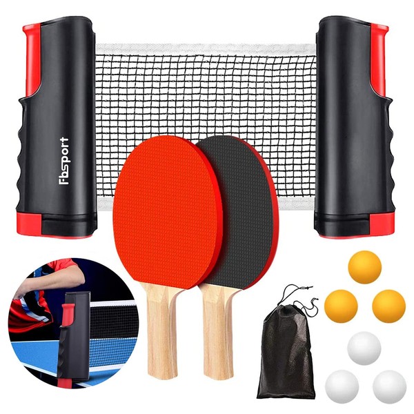 FBSPORT Table Tennis Set, Ping Pong Bats with 2 Paddles,