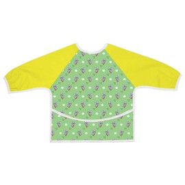 Australian Designed Sleeved Baby Bib with Pocket 6-24 months. Waterproof: Full Coverage for Highchair Feeding, Arts and Crafts and Messy Painting! Cute Koala Print Art Apron Smock for Baby and Toddler and Includes Smock Pocket. 1 piece (Green/Yellow)