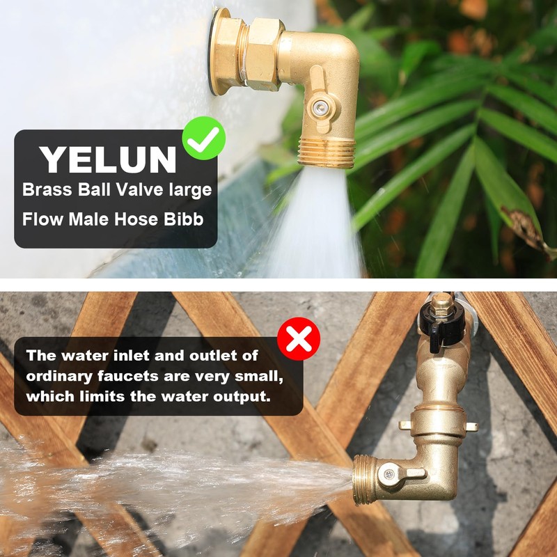 YELUN Garden Hose Elbow with Shut Off Valve 90 Degree