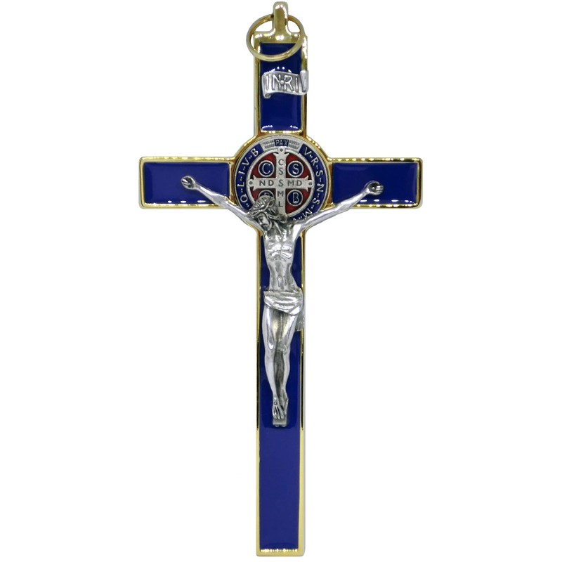 10.004.21 Blue Cross Gold Blue San Benedict 20cm Enamel with