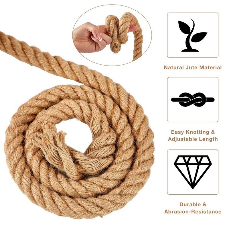Kweetle Jute Rope 3/4 Inch x 100 FT, Hemp Rope