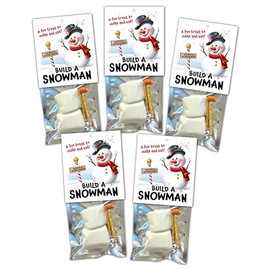 5 Pack - Christmas Build a Snowman Kit - Novelty Party Favor, Xmas Stocking Stuffer, Marshmallow