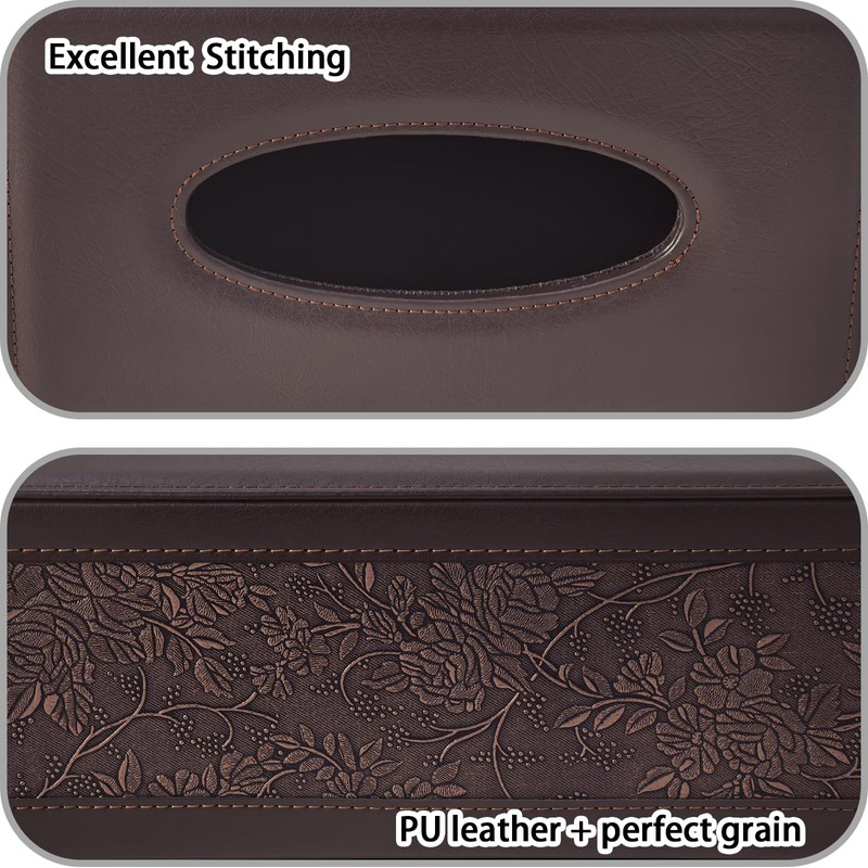 XNONE Taschentuchbox-Abdeckung, PU-Leder, rechteckiger Taschentuch-Organizer, Serviettenspender für Zuhause, Büro, Restaurant,
