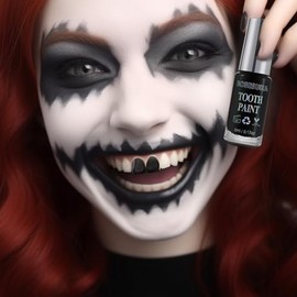 BOBISUKA Pintura de Dientes Negra, Solución Profesional de Maquillaje para Ennegrecimiento de Dientes - Segura, de Secado Rápido y Realista, Perfecta 
