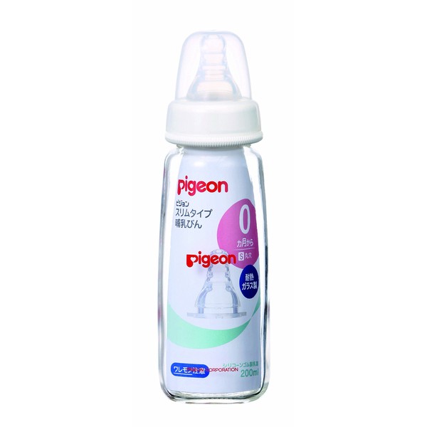 Pigeon Heat Resistant Glass 6.8 fl oz (200 ml), Slim Type, Baby Bottle, 6.8 fl oz (200 ml)