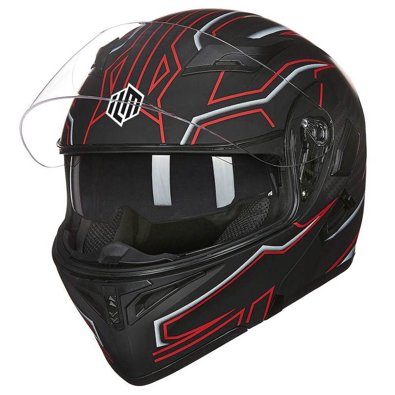 ILM Motorcycle Dual Visor Flip up Modular Full Face Helmet