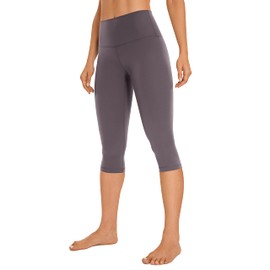 CRZ YOGA Womens Butterluxe High Waisted Capris Workout Leggings 17 Inches - Lounge Buttery Soft Yoga Pants Tornado Grey Medium