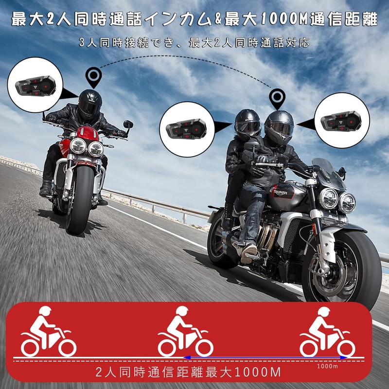 Motorbike Incom, Bluetooth 5.2 Incom, 3 People Connection, Simultaneous Calling