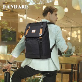 FANDARE Business Laptop Backpack, Waterproof Laptop Bag 15.6 inch, Travel Backpack with Luggage Strap for Women Men, Casual Daypack for Travel Office College Black