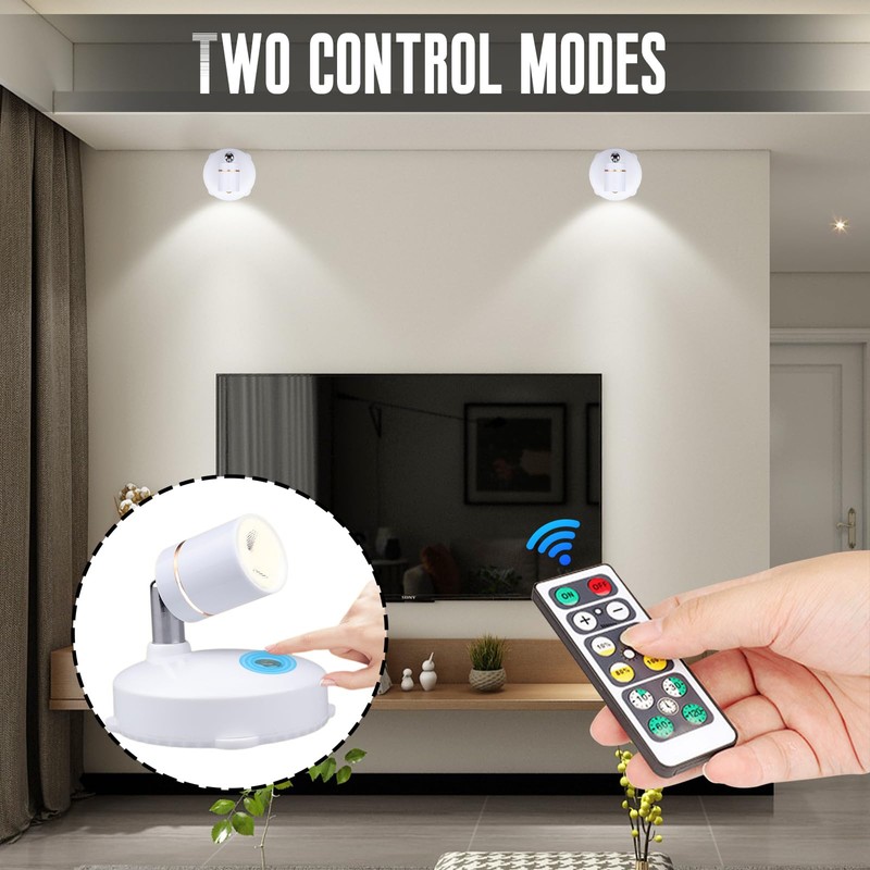 Ruiqas Wireless Rotating Dimmable Spotlight with Remote Control for Pictures,