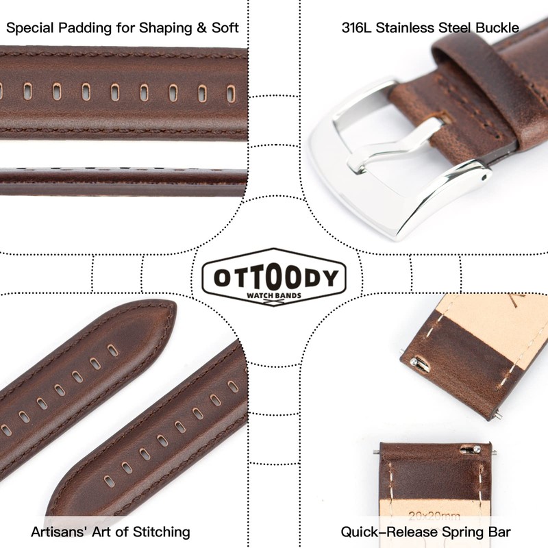 Ottoody Watch Band, 0.71, 0.75, 0.79, 0.83, 0.87 in (18,