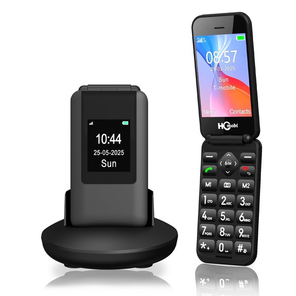 4G Flip Phone for Seniors,Unlocked Basic Flip Phone,2.8+1.5",SOS Button,Speed Dial,Hans-Free,Large