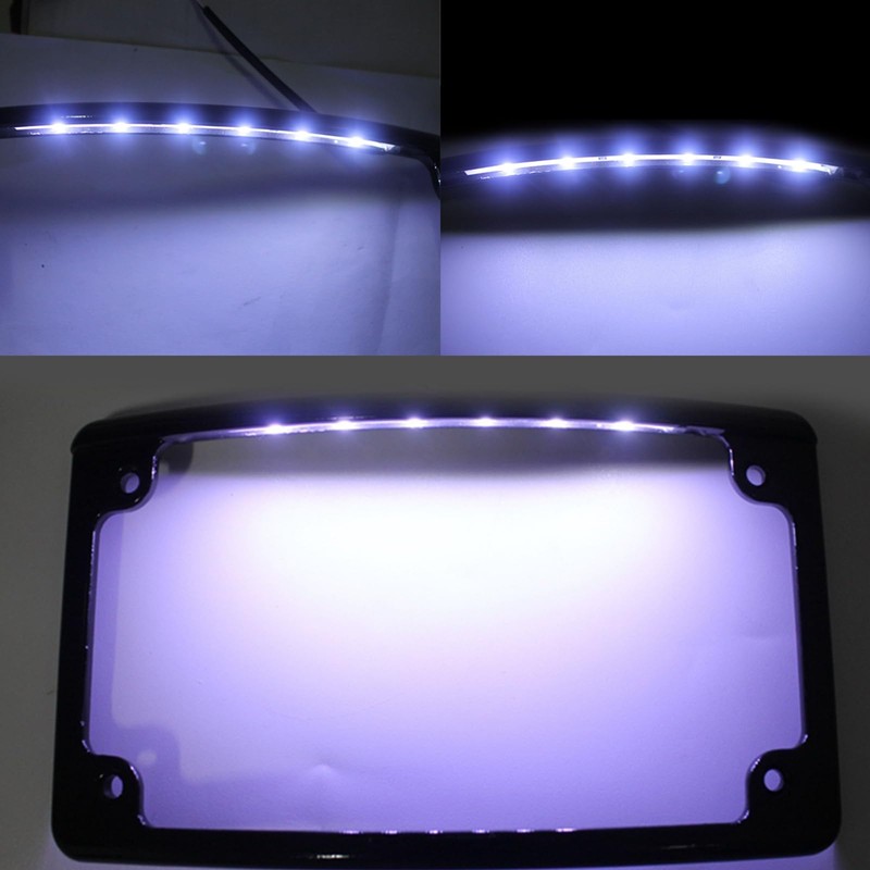FVMOTO Curved LED License Plate Frame with Illumination Light Compatible