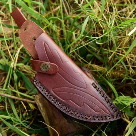 Knife Sheath Hand Engraved Fixed Blade Knife Leather Sheath Vertical Scout Sheath Case Cover