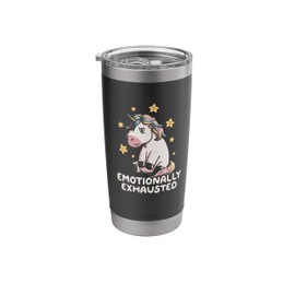 Funny Emotionally Exhausted Tired Fantasy Unicorn Anxiety Stainless Steel Insulated Tumbler