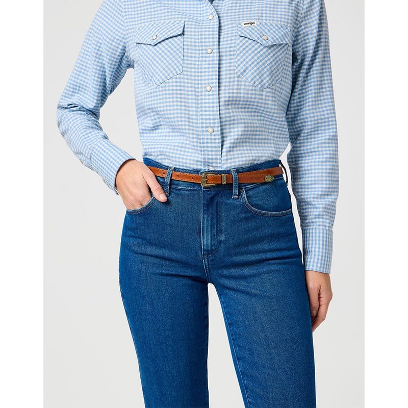 Wrangler Women's Thin Western Belt, Cognac