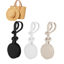 FAMULP 3-Pack Magnetic Hat Clips for Travel on Bag, Hands-Free Silicone Sunhat Holder, Summer Beach Vacation Essentials (Black, White, Light Brown)