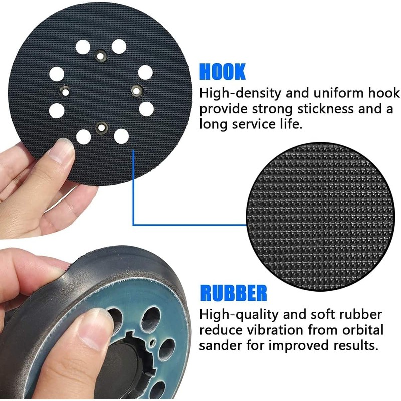 2 Pack 5 Inch 8 Hole Hook and Loop Replacement