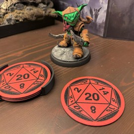 RPG D&D D20 Dice Drink Coaster Tableware - Color: 8ct
