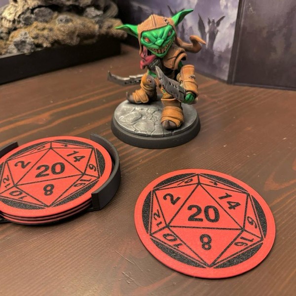 RPG D&D D20 Dice Drink Coaster Tableware - Color: 8ct