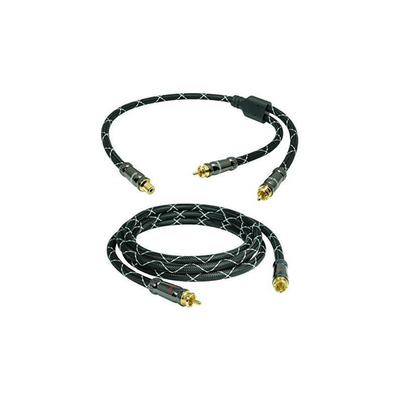 7.5m SunshineTronic Blackline Subwoofer Cable + Subwoofer Y Adapter