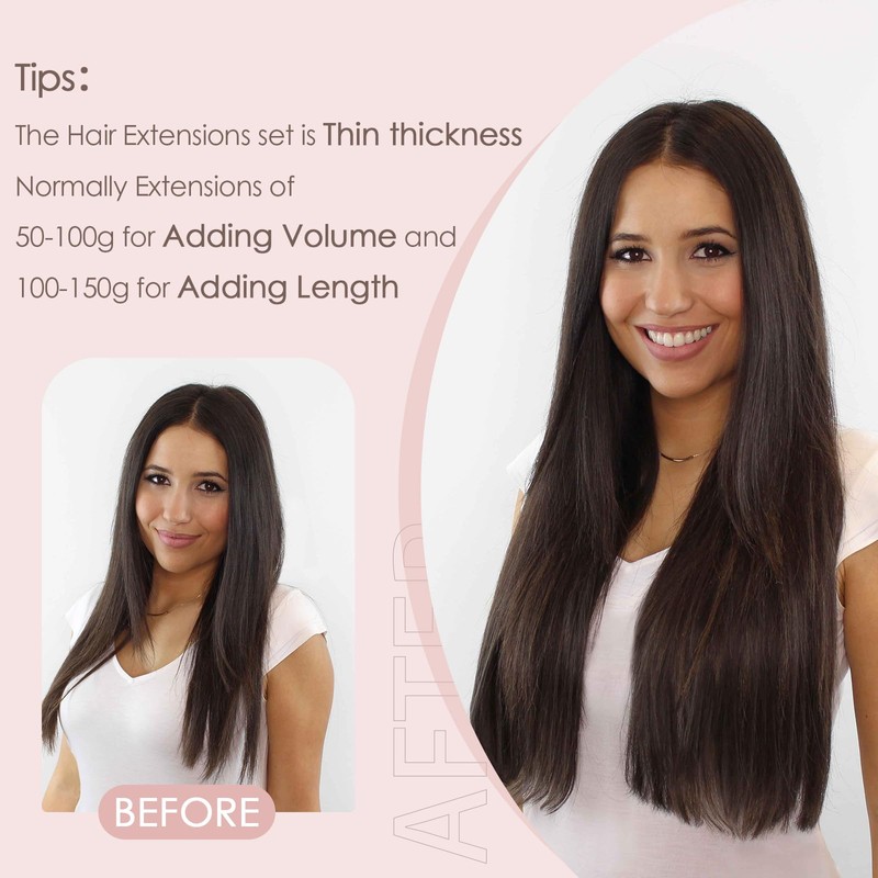 Silk-co 8 PCS Hair Extensions Clip in Hair Extension #02