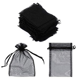 50 pcs Organza Gift Bags 5x7 inch Black Drawstring Organza Jewelry Party Wedding Favor Party Festival Gift Bags Candy Bags (Black 50pcs, 5 * 7 IN)