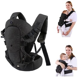 Baby Carrier, 4 in 1 Physiological Baby Carrier with Ergonomic Holder, Adjustable Baby Carrier with Seat, Baby Carrier for Hiking, Front Baby Carrier (Black)