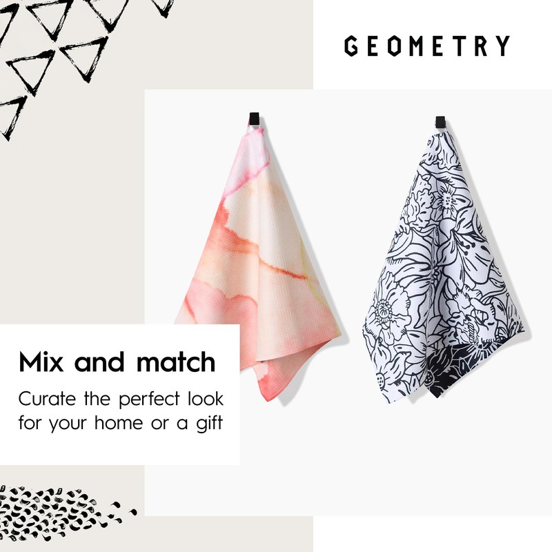 GEOMETRY Spring Kitchen Towels - Double Sided, Quick Dry Microfiber