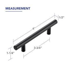 10 Pack Cabinet Handles with 3.75 Inch (96mm) Hole Center Matte Black Cabinet Pulls Stainless Steel Drawer Pulls, Kitchen Knobs for Dresser Drawer, 6 Inch Overall Length