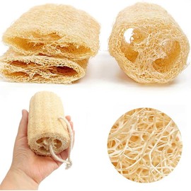 2 Pcs Natural Loofah Cleaning Supplies, All-Natural Loofah Sponge for Shower Exfoliating or Kitchen Dish Cleaning, Shower Loofah Sponge with Rope Suitable for Both Men and Women, Soft Loofah(10cm Long)