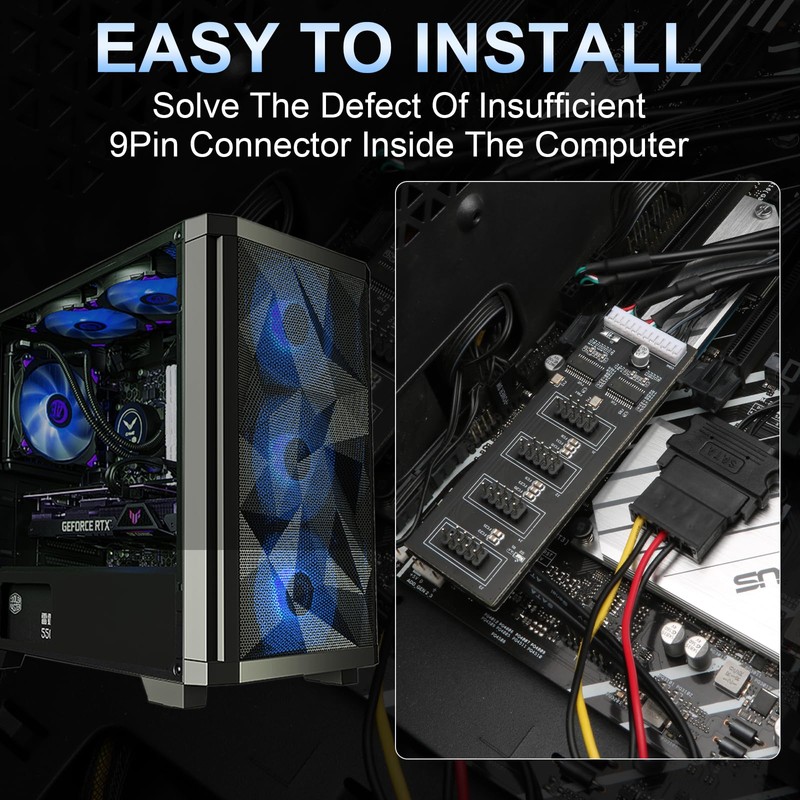 MTAKYA 9Pin USB 2.0 Header Splitter With SATA Power Cable