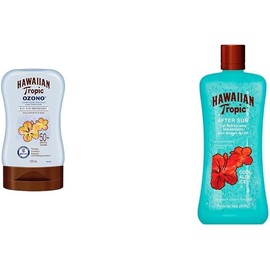 Hawaiian Tropic Ozono Loción 50+ SPF, 120 ml & Gel Humectante para Después del Sol, 50 ml