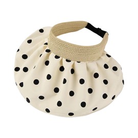 Anakomo Sun Hat UV Protection Women Summer Wide Brim Packable Foldable Outdoor Hat - Dots, beige